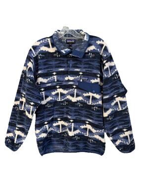 Patagonia Synchilla Geometric Fleece Pullover Jacket Blue Navy Men's Size S